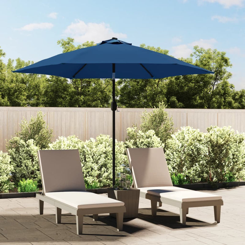 Load image into Gallery viewer, Vidaxl parasol met led-verlichting en stalen paal 300 cm azuurblauw
