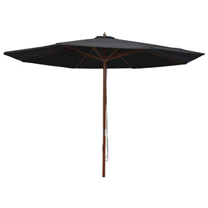 Vidaxl parasol met houten paal 350 cm zwart
