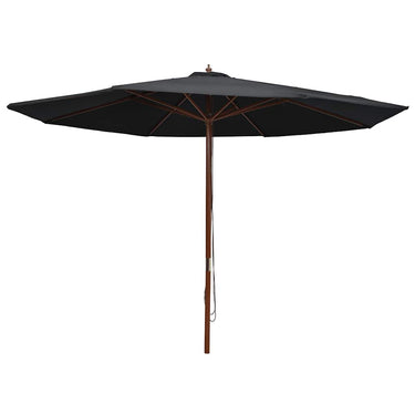 Vidaxl parasol met houten paal 350 cm zwart