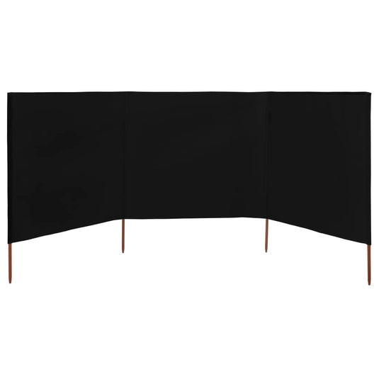 Vidaxl windscherm 3-panelen 400x80 cm stof zwart