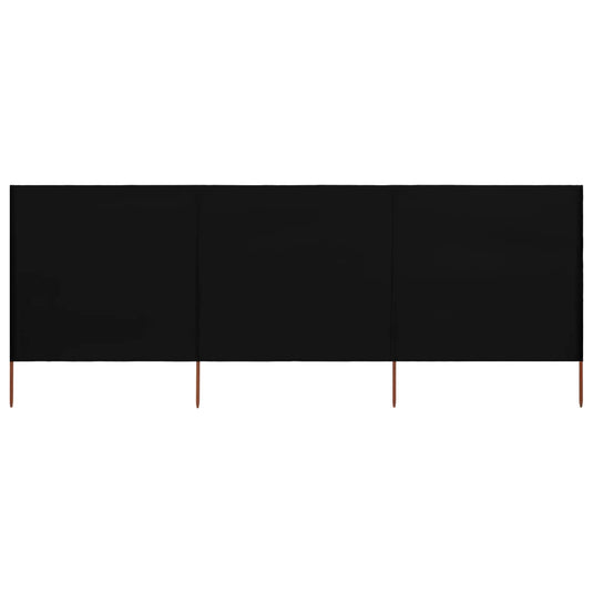VidaXL Windscherm 3-panelen 400x120 cm stof zwart