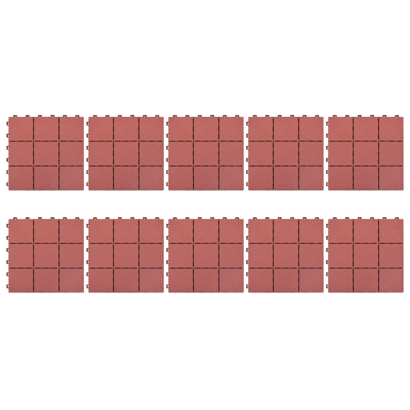 Load image into Gallery viewer, Vidaxl terrastegels 10 st 30,5x30,5 cm kunststof rood
