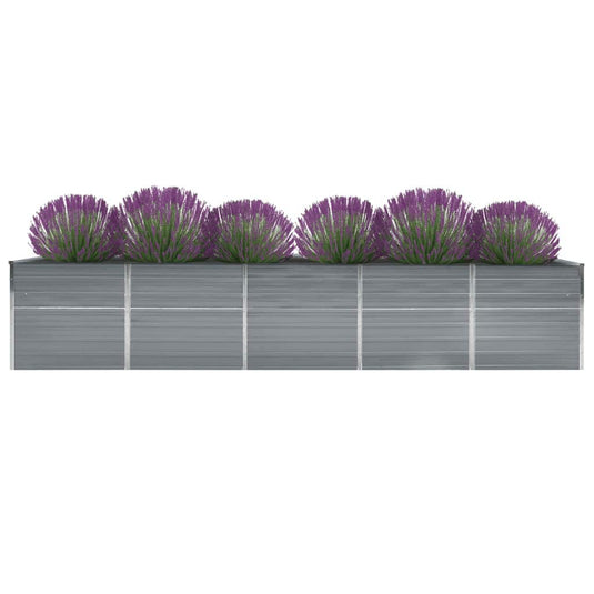 Vidaxl plantenbak verhoogd 400x80x77 cm gegalvaniseerd staal grijs