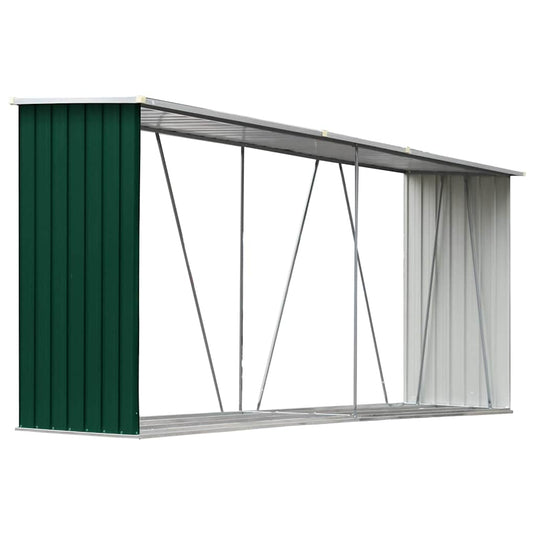 Vidaxl haardhoutschuur 330x84x152 cm gegalvaniseerd staal groen