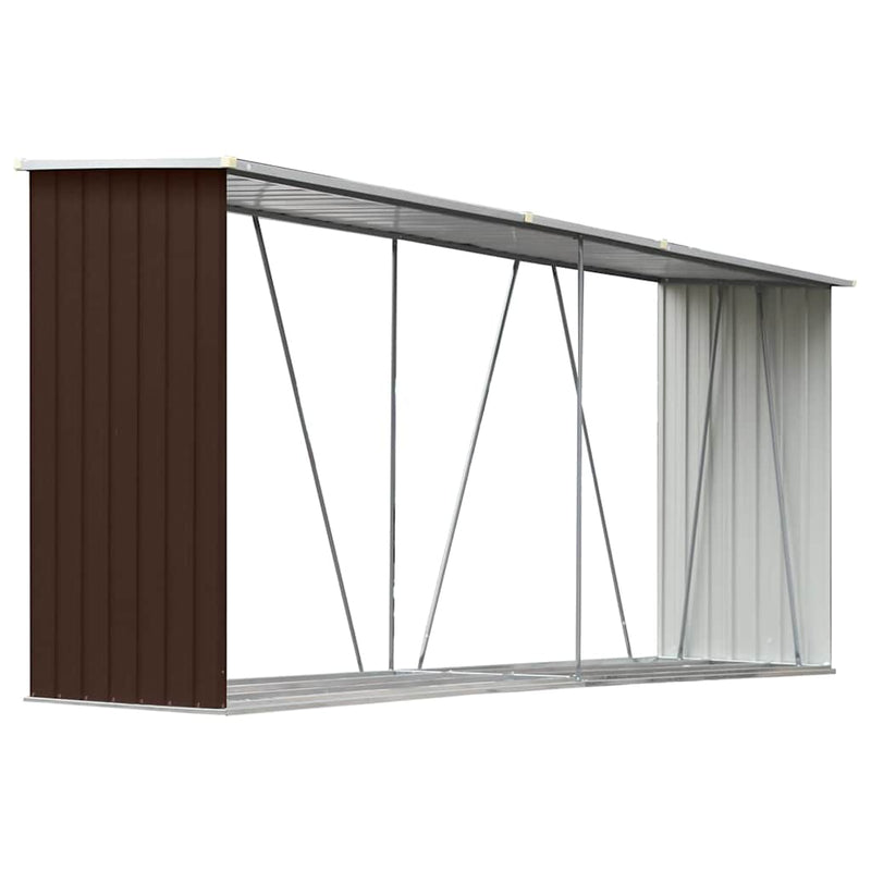 Afbeelding laden in galerijviewer, Vidaxl haardhoutschuur 330x84x152 cm gegalvaniseerd staal bruin
