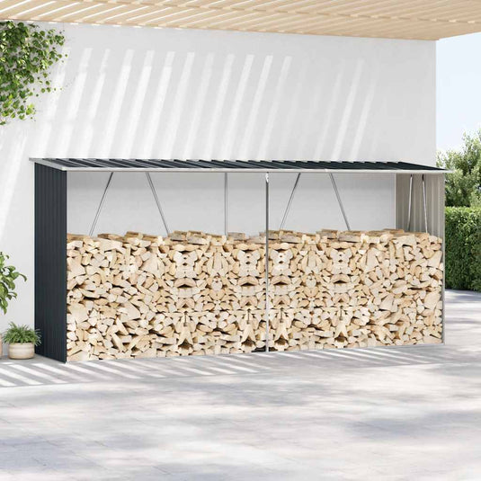 Vidaxl haardhoutschuur 330x84x152 cm gegalvaniseerd staal antraciet