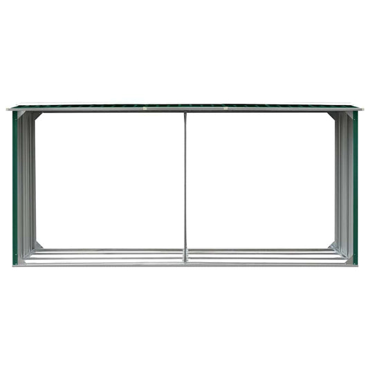 Vidaxl haardhoutschuur 330x92x153 cm gegalvaniseerd staal groen