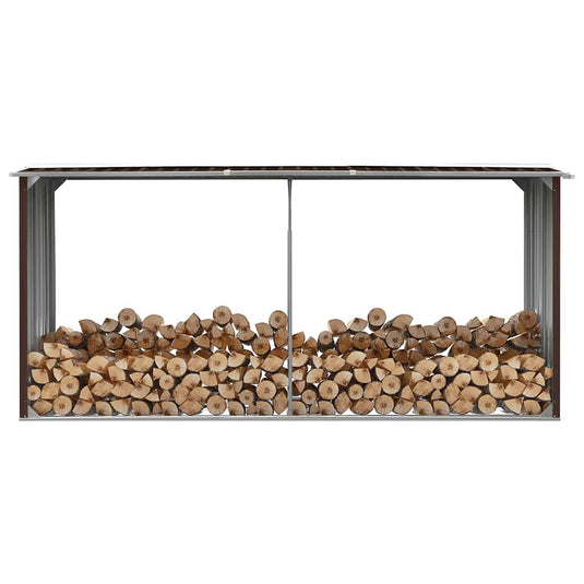 Vidaxl haardhoutschuur 330x92x153 cm gegalvaniseerd staal bruin