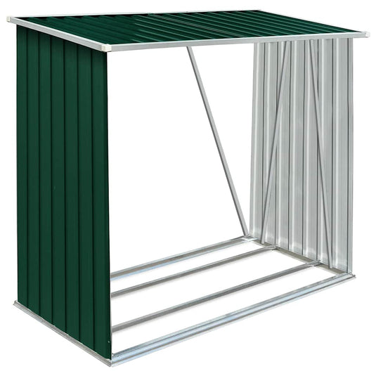 Vidaxl haardhoutschuur 163x83x154 cm gegalvaniseerd staal groen
