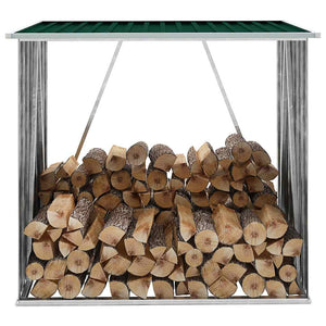 Vidaxl haardhoutschuur 163x83x154 cm gegalvaniseerd staal groen