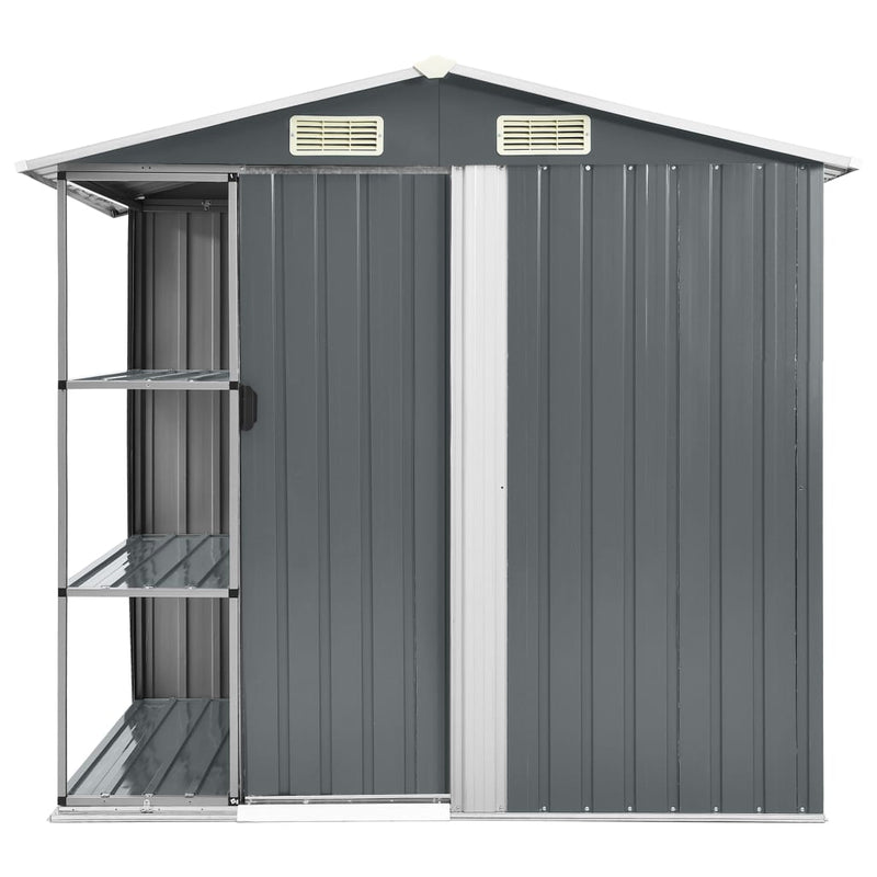 Load image into Gallery viewer, VidaXL Tuinschuur met rek 205x130x183 cm ijzer grijs
