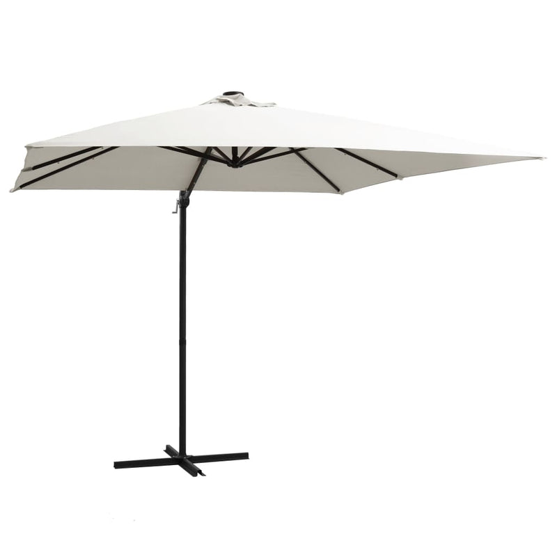 Load image into Gallery viewer, Vidaxl zweefparasol met led en stalen paal 250x250 cm zandkleurig
