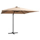 Vidaxl zweefparasol met led en stalen paal 250x250 cm taupe
