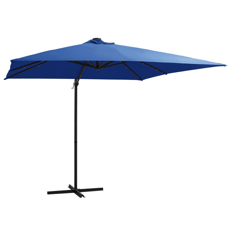 Load image into Gallery viewer, Vidaxl zweefparasol met led en stalen paal 250x250 cm azuurblauw

