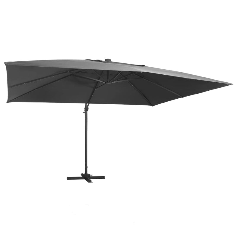 Load image into Gallery viewer, Vidaxl zweefparasol met led en aluminium paal 400x300 cm antraciet
