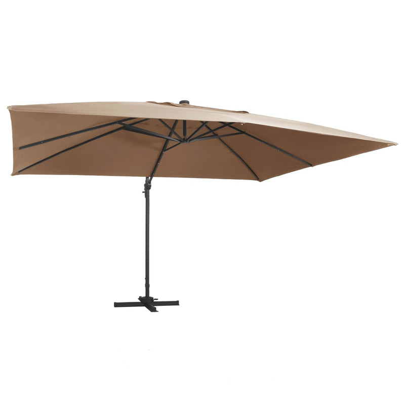 Load image into Gallery viewer, Vidaxl zweefparasol met led en aluminium paal 400x300 cm taupe
