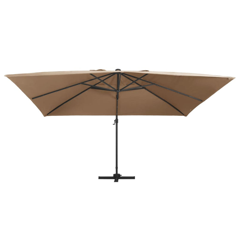 Load image into Gallery viewer, Vidaxl zweefparasol met led en aluminium paal 400x300 cm taupe
