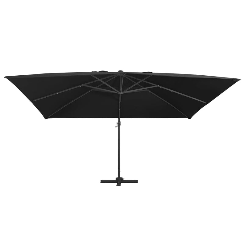 Afbeelding laden in galerijviewer, Vidaxl zweefparasol met led-verlichting en paal 400x300 cm zwart
