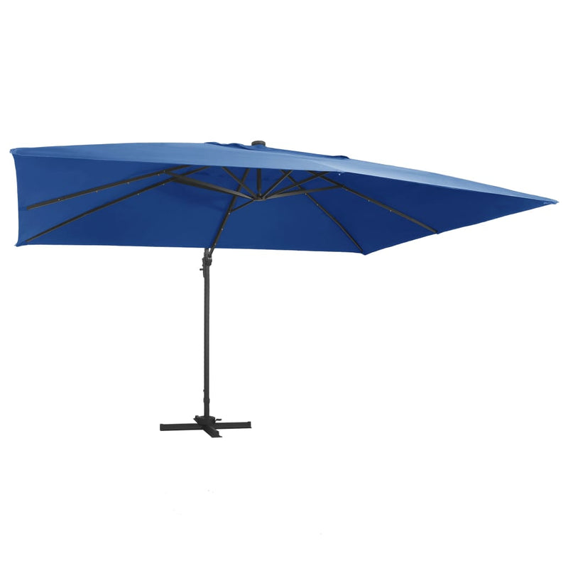 Load image into Gallery viewer, Vidaxl zweefparasol met led en aluminium paal 400x300 cm azuurblauw
