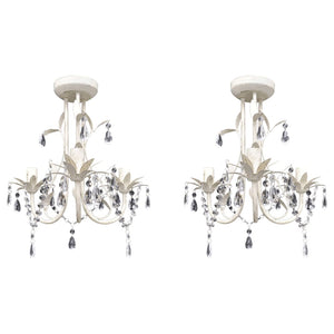 Vidaxl kroonluchters kristal 2 st elegant wit