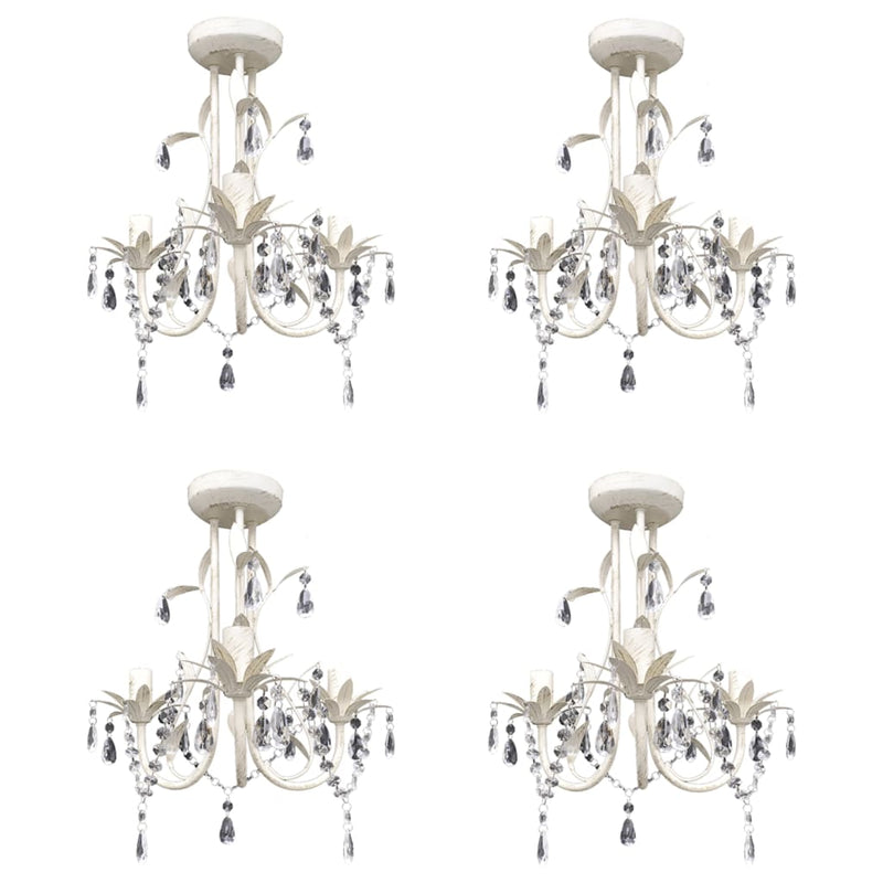 Load image into Gallery viewer, Vidaxl kroonluchters kristal 4 st elegant wit
