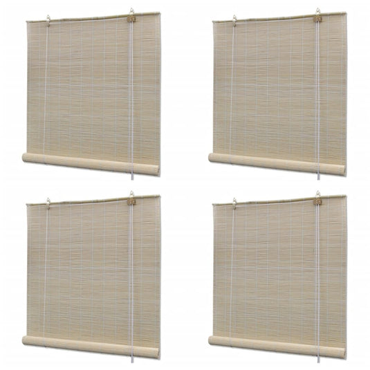 VidaXL Rolgordijnen 4 st 120x160 cm bamboe natuurlijk