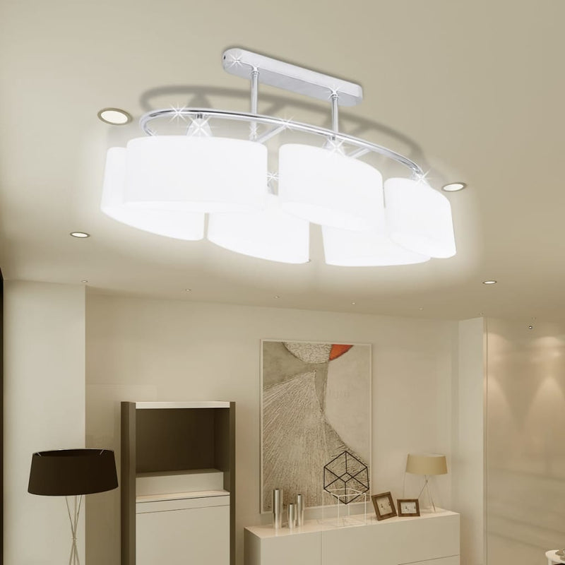 Load image into Gallery viewer, Vidaxl plafondlamp met ellipsvormige glazen kappen 4 st e14
