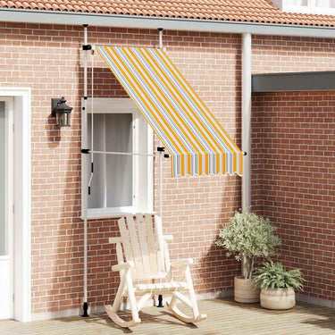 Vidaxl luifel handmatig uittrekbaar 100 cm geel en blauwe strepen