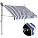 Vidaxl luifel handmatig uitschuifbaar met led 150 cm blauw en wit
