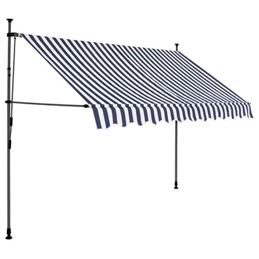 Vidaxl luifel handmatig uitschuifbaar met led 300 cm blauw en wit