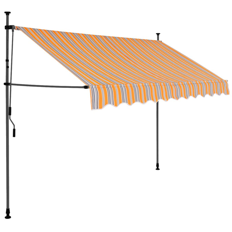 Load image into Gallery viewer, Vidaxl luifel handmatig uitschuifbaar met led 250 cm geel en blauw
