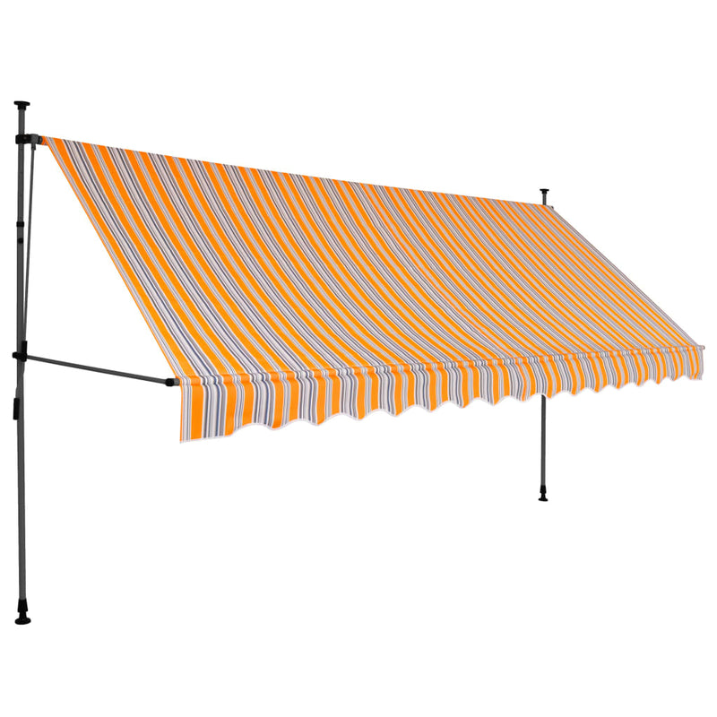 Load image into Gallery viewer, Vidaxl luifel handmatig uitschuifbaar met led 400 cm geel en blauw
