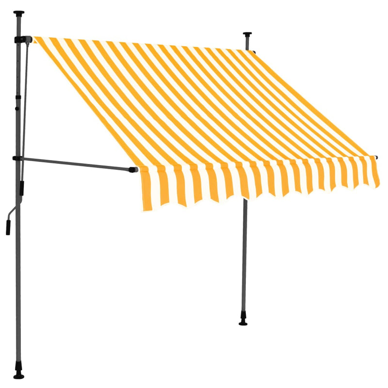 Load image into Gallery viewer, Vidaxl luifel handmatig uitschuifbaar met led 200 cm wit en oranje
