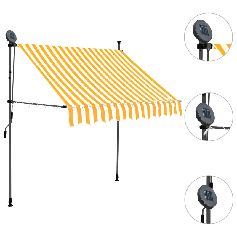 Load image into Gallery viewer, Vidaxl luifel handmatig uitschuifbaar met led 200 cm wit en oranje
