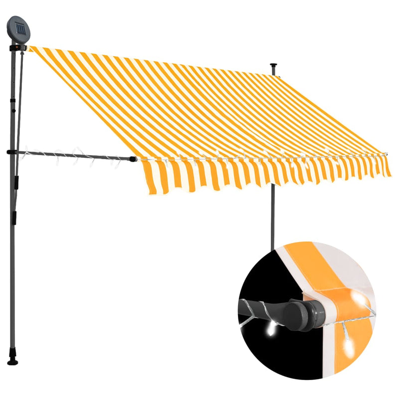 Load image into Gallery viewer, Vidaxl luifel handmatig uitschuifbaar met led 250 cm wit en oranje
