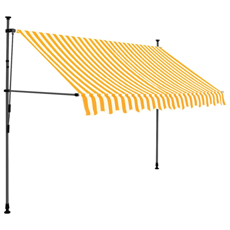 Load image into Gallery viewer, Vidaxl luifel handmatig uitschuifbaar met led 250 cm wit en oranje

