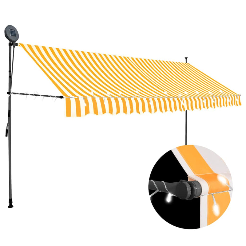 Load image into Gallery viewer, Vidaxl luifel handmatig uitschuifbaar met led 400 cm wit en oranje
