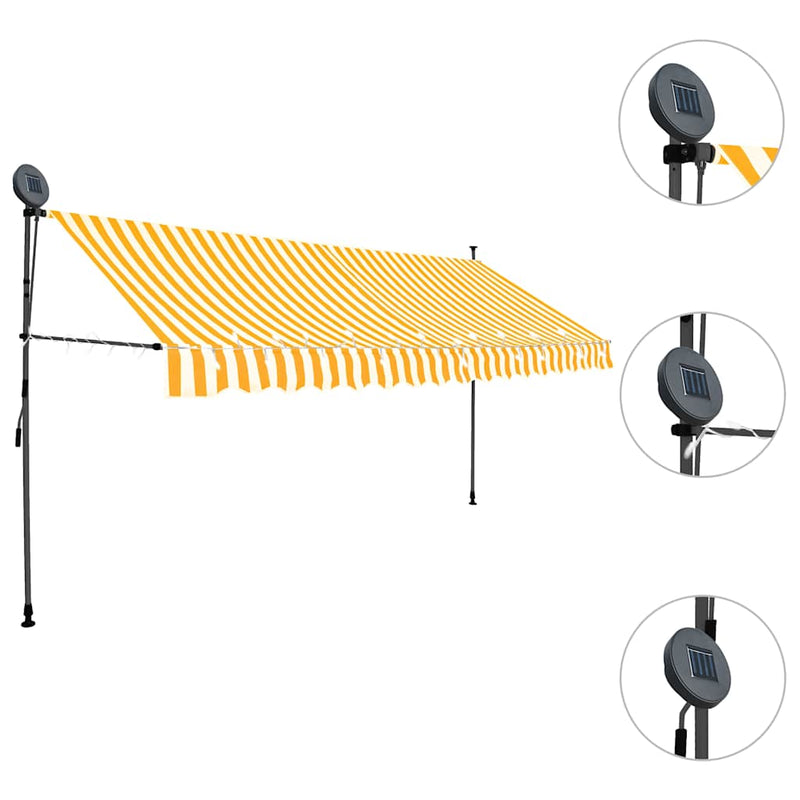 Load image into Gallery viewer, Vidaxl luifel handmatig uitschuifbaar met led 400 cm wit en oranje
