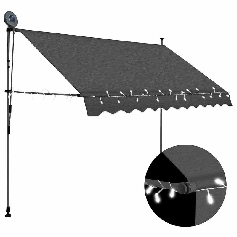 Load image into Gallery viewer, Vidaxl luifel handmatig uitschuifbaar met led 250 cm antracietkleurig
