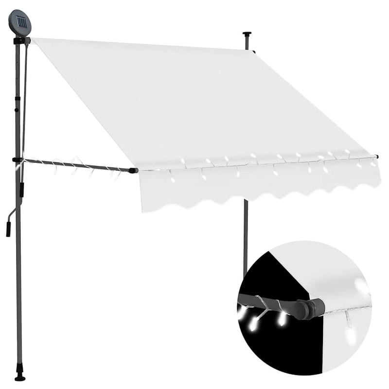 Load image into Gallery viewer, Vidaxl luifel handmatig uitschuifbaar met led 100 cm crèmekleurig
