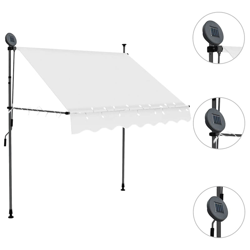 Load image into Gallery viewer, Vidaxl luifel handmatig uitschuifbaar met led 100 cm crèmekleurig
