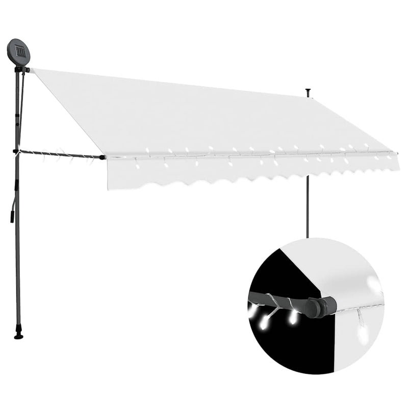 Load image into Gallery viewer, Vidaxl luifel handmatig uitschuifbaar met led 400 cm crèmekleurig
