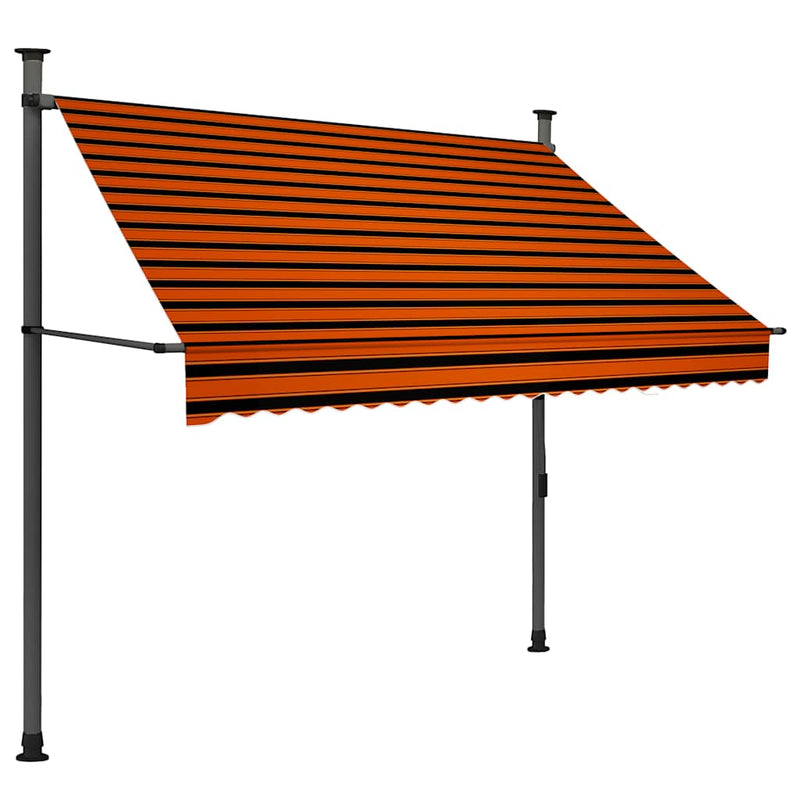 Load image into Gallery viewer, Vidaxl luifel handmatig uitschuifbaar met led 200 cm oranje en bruin

