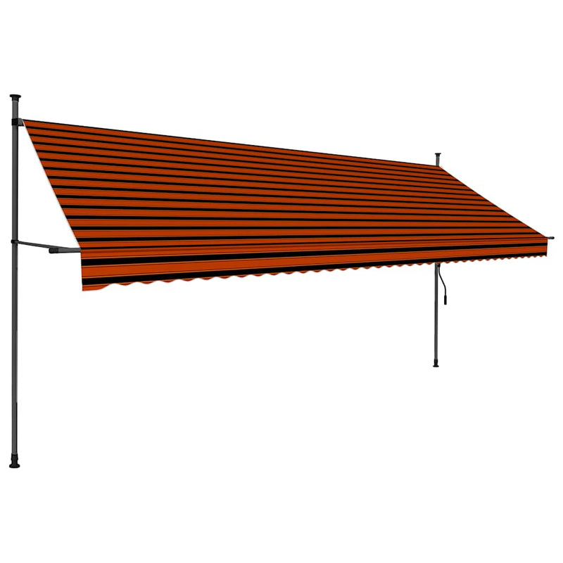 Load image into Gallery viewer, Vidaxl luifel handmatig uitschuifbaar met led 400 cm oranje en bruin
