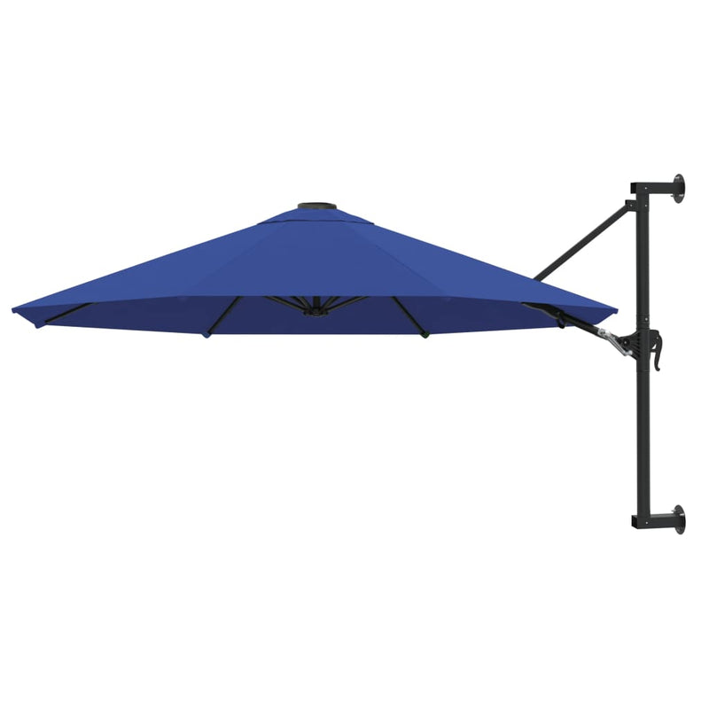 Afbeelding laden in galerijviewer, Vidaxl wandparasol met metalen paal 300 cm blauw
