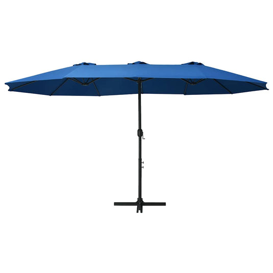 Vidaxl parasol met aluminium paal 460x270 cm blauw