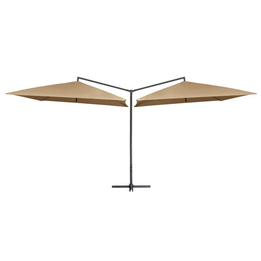 Vidaxl parasol dubbel met stalen paal 250x250 cm taupe