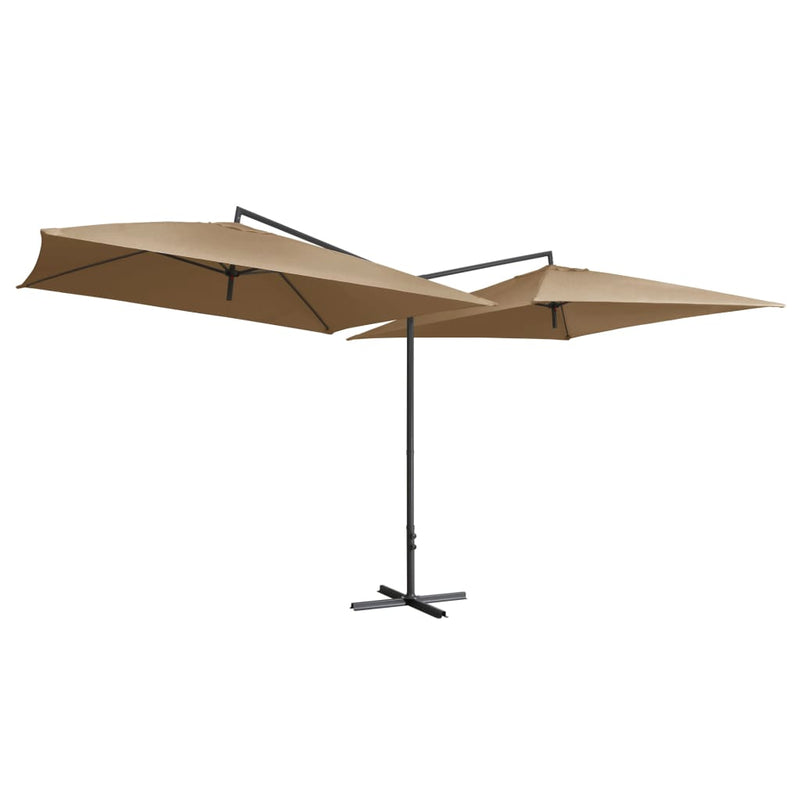Load image into Gallery viewer, Vidaxl parasol dubbel met stalen paal 250x250 cm taupe

