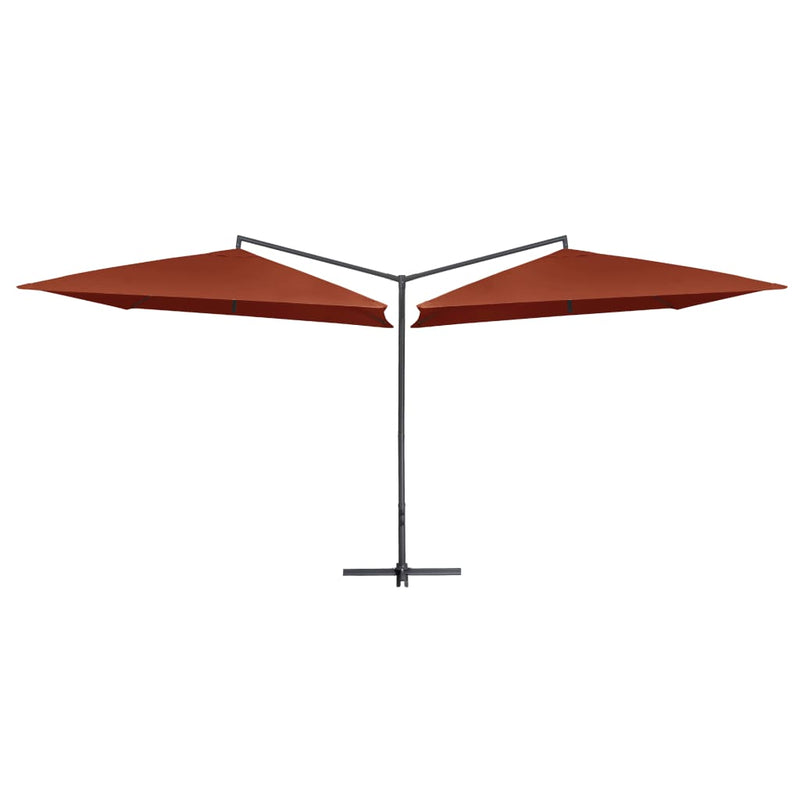 Load image into Gallery viewer, Vidaxl parasol dubbel met stalen paal 250x250 cm terracottakleurig

