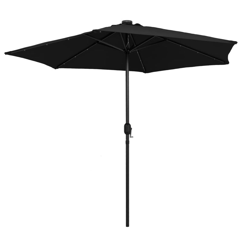 Load image into Gallery viewer, Vidaxl parasol met led-verlichting en aluminium paal 270 cm zwart
